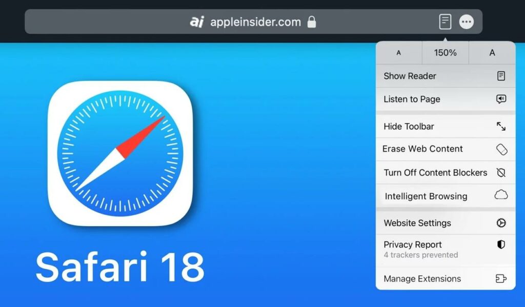 蘋果Safari 18瀏覽器新功能曝光：AI驅動的智慧搜尋與網頁橡皮擦