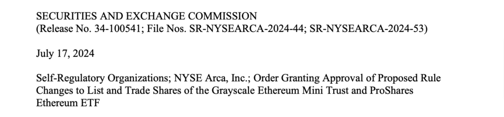 SEC 批准灰度與 ProShares 以太坊現貨 ETF：預計 7/23 同步上市