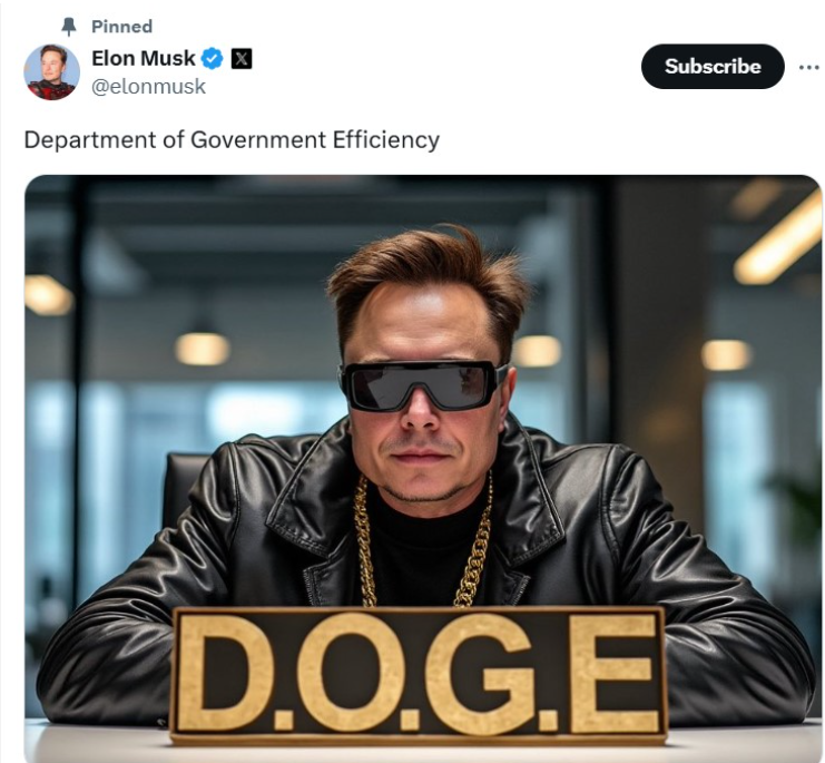 馬斯克發推DOGE，暗示領導政治效率部門